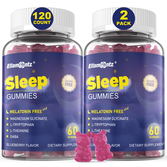 ELLAMENTZ Sleep Gummies bottle with blueberry flavor for a calm night.