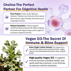 ELLAMENTZ Vegan Omega 3 Gummies nutrition label showing DHA, EPA and D3.