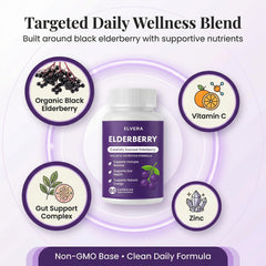 ELVERA Elderberry Gut Support bottle with cap ready for daily routine