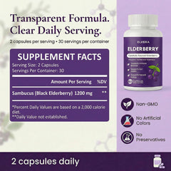 ELVERA Elderberry Gut Support label highlights organic ingredients and zinc