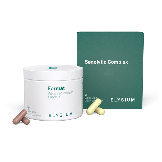 ELYSIUM Format immune bottle on a clean counter for daily immune support.