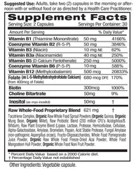 Emerald Labs B-Healthy label closeup shows methylated folic acid and full spectrum B vitamins