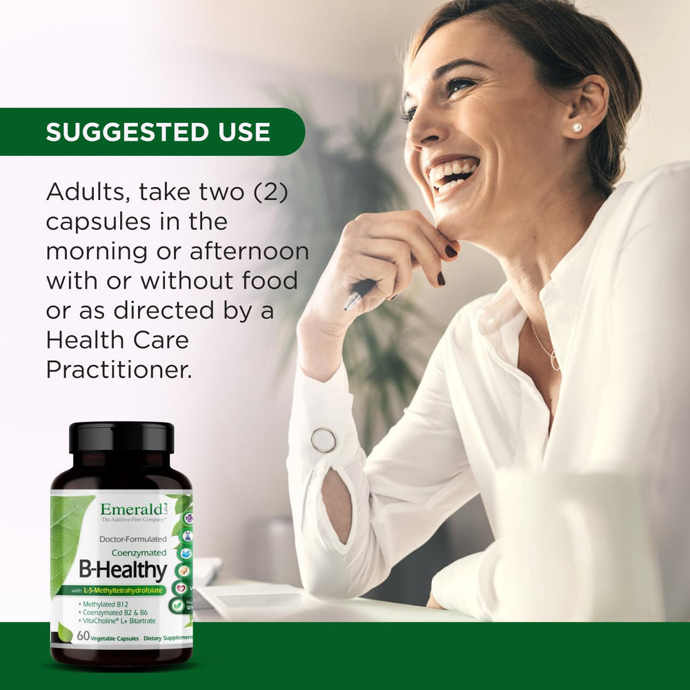 Emerald Labs B-Healthy capsules poured for easy daily use.