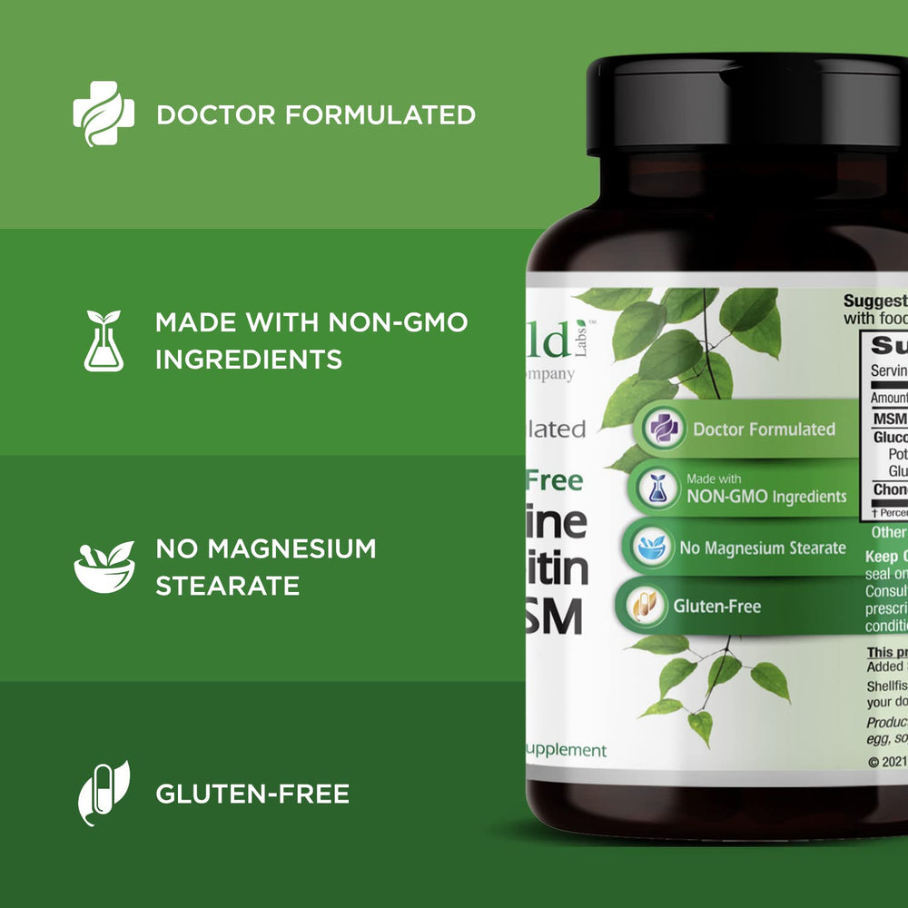 Emerald-labs-label image highlights per serving amounts of MSM and chondroitin sulfate