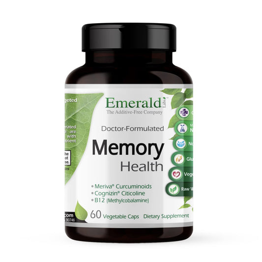 EMERALD LABS Memory Health bottle front displays daily brain support potential