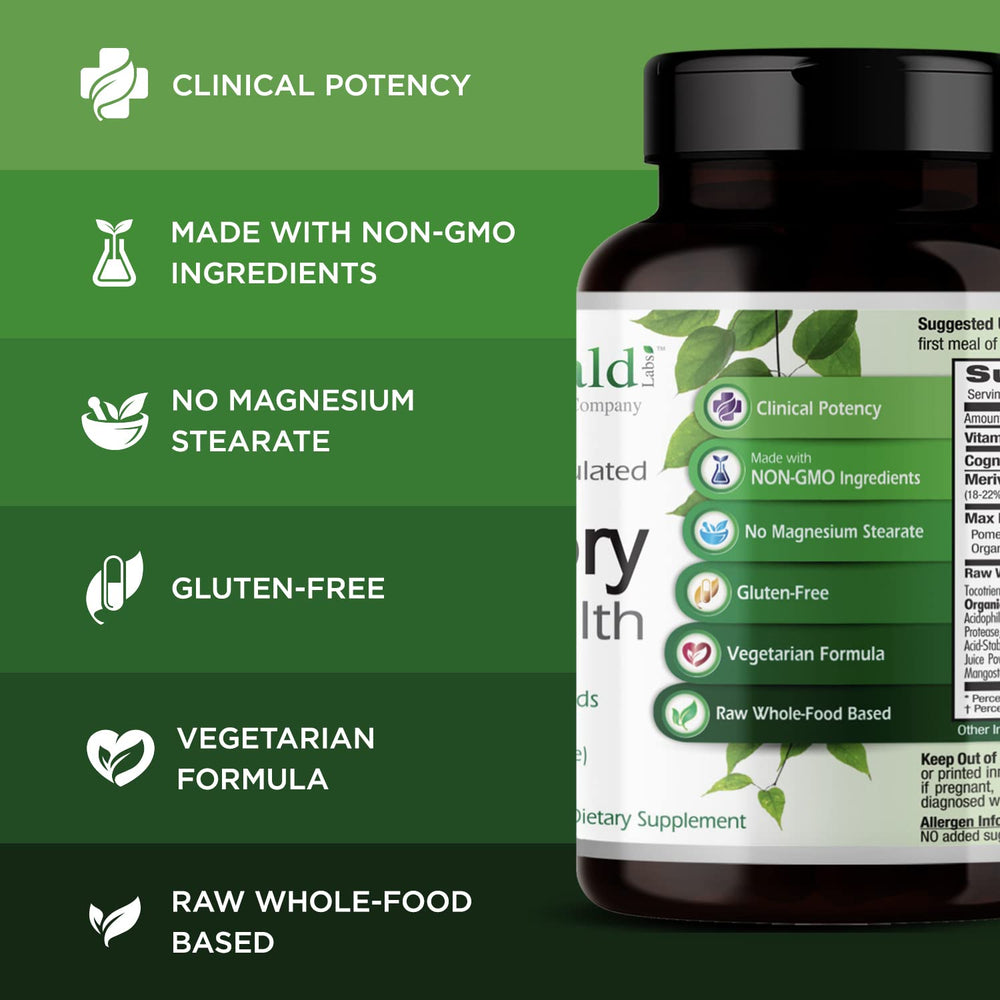 EMERALD LABS Memory Health bottle label notes gluten-free veggie capsules