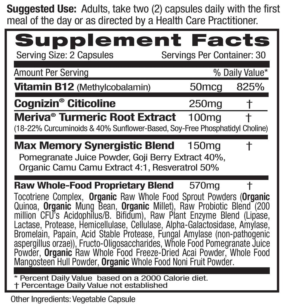 EMERALD LABS Memory Health capsules close-up highlights easy daily dosing