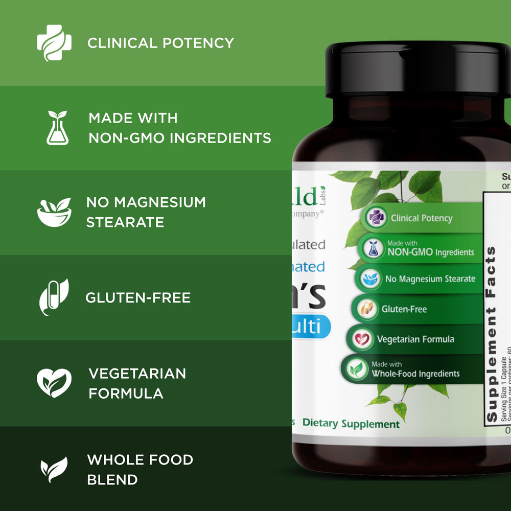 Emerald Labs Men's 1 Daily Multi dosage tablet close-up with zinc and lycopene.