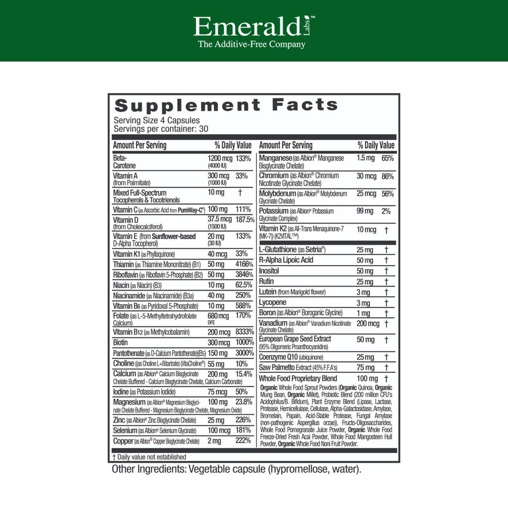 Close-up of 45+ capsules highlighting vegetarian formula for heart and bone health support