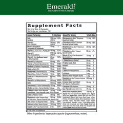 Close-up of 45+ capsules highlighting vegetarian formula for heart and bone health support