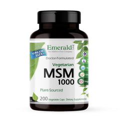 EMERALD LABS MSM 1000mg capsules on display for joint support