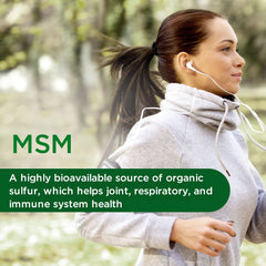 Close-up of EMERALD LABS MSM vegetable capsules for daily use
