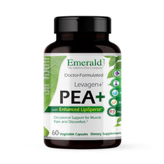 Emerald Labs Pea+ with Levagen+ bottle shows premium joint support for active lifestyles.