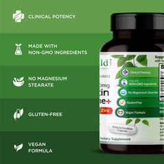 Emerald Labs Quercetin Phytosome Plus label detail showing vegan gluten-free ingredients for clean eating.