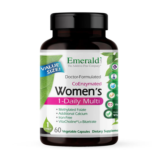 Emerald Labs Women's 1-Daily Multi bottle front showing daily immune support vitamins