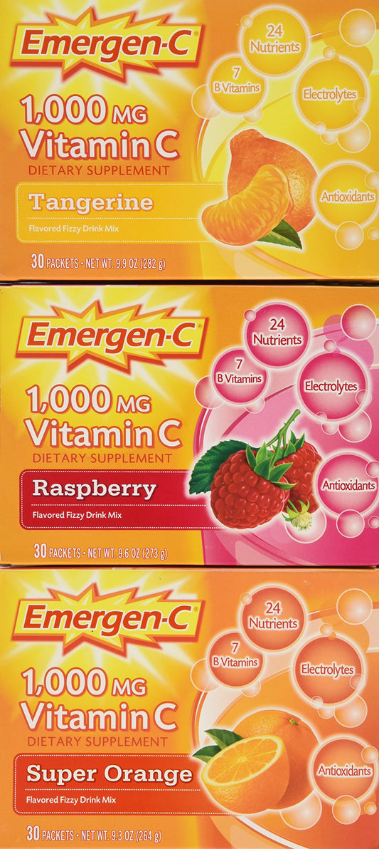 Emergen-C 90-packets carton offers convenient, on-the-go refreshment.
