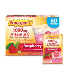 Emergen-C Raspberry packets ready for quick daily immune support.