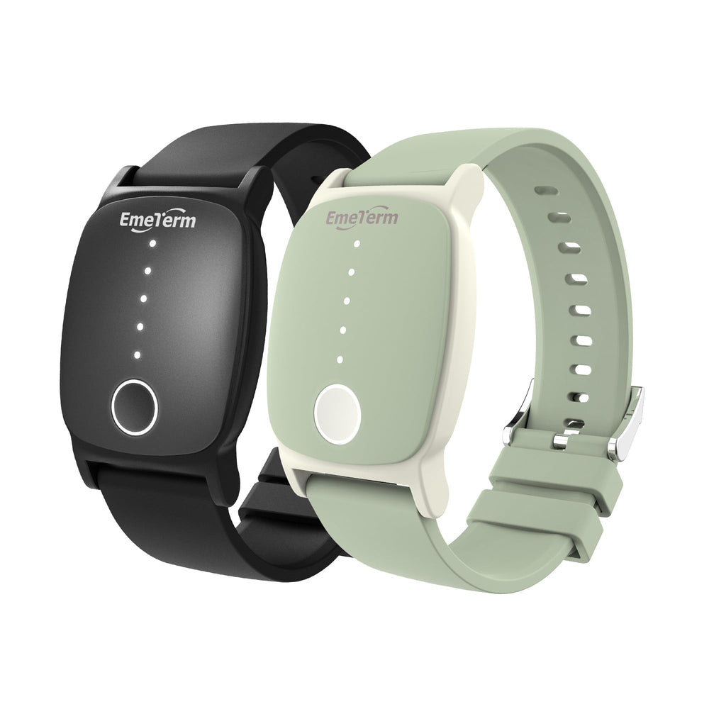 EmeTerm Explore Galaxy Black Wristband on the wrist for travel-related nausea relief.