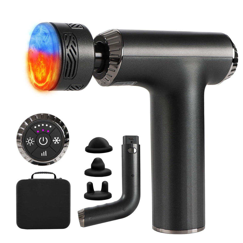 Emicool extended-handle massage gun reaches hard-to-reach areas for full-body relief.