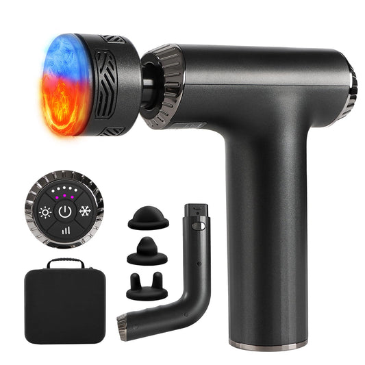 Emicool extended-handle massage gun reaches hard-to-reach areas for full-body relief.