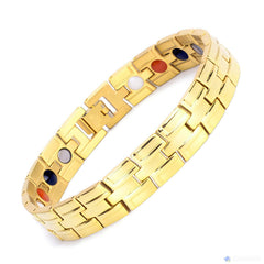 Emmori stainless steel magnetic bracelet gold, front view for daily wear