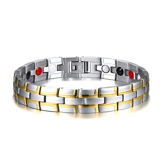 Emmori magnetic bracelet silver front view for daily wear and comfort