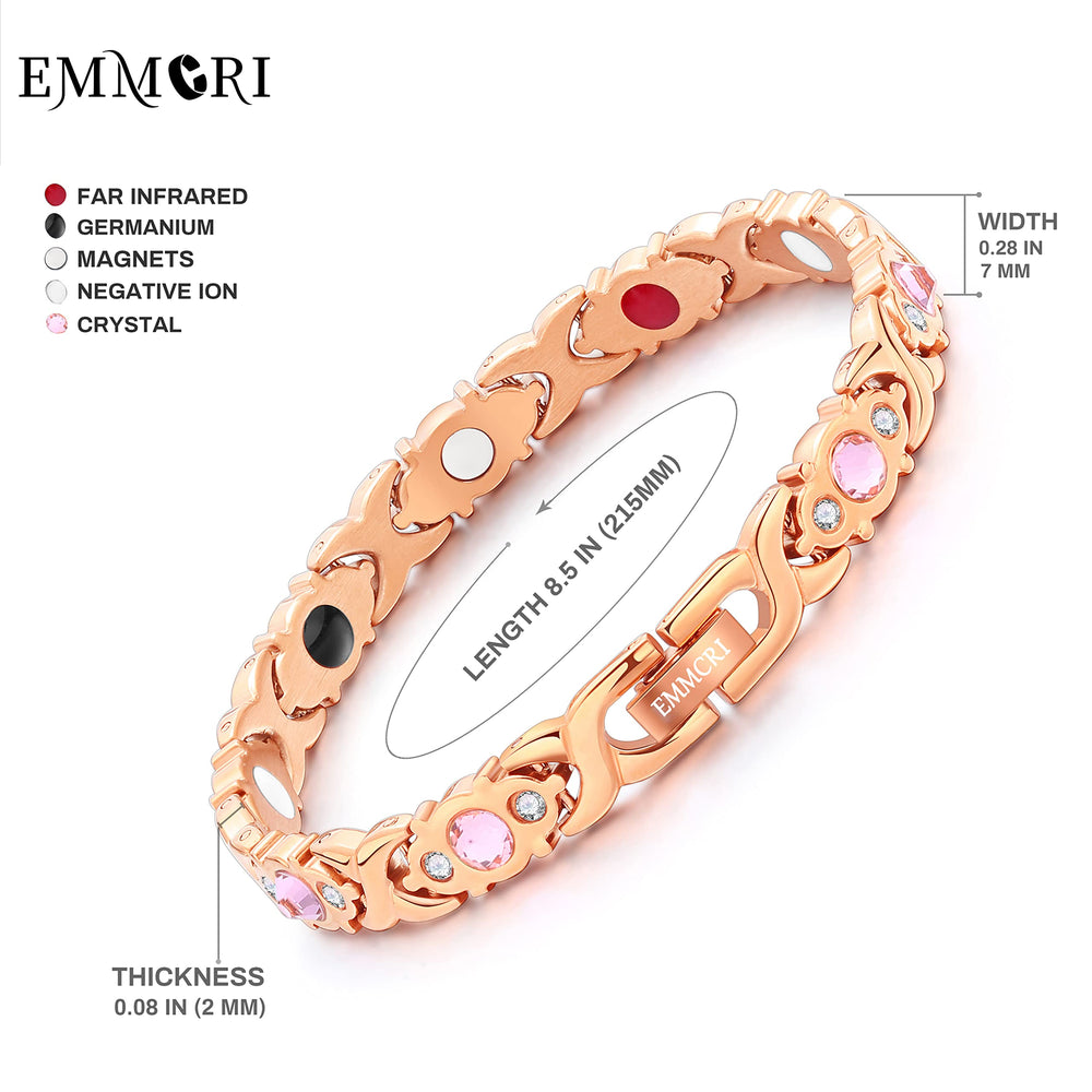 EMMORI rose-gold bracelet on wrist showing adjustable fit