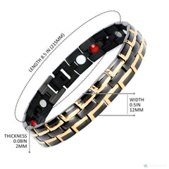 Emmori stainless steel magnetic bracelet side view shows easy size adjustment.