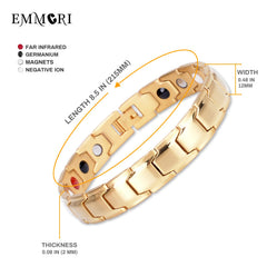 Emmori Ultra Strength Magnetic Bracelet side view highlighting durable stainless steel and adjustable length for everyday wear.