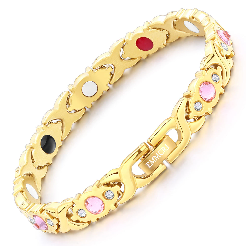 EMMORI gold crystal magnetic bracelet close-up for elegant daily wear
