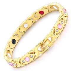 EMMORI gold crystal magnetic bracelet close-up for elegant daily wear