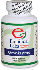 Empirical Labs Omnizyme bottle front view promoting digestive support with plant-based enzymes.