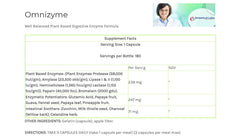 Omnizyme capsules closeup highlighting the enzyme blend for meals.