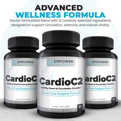 Empower Health Labs CardioC2 capsules closeup, easy daily use presentation.
