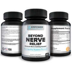 Empower Health Labs Nerve Relief bottle pour demonstrates easy, on-the-go dosing for busy days.