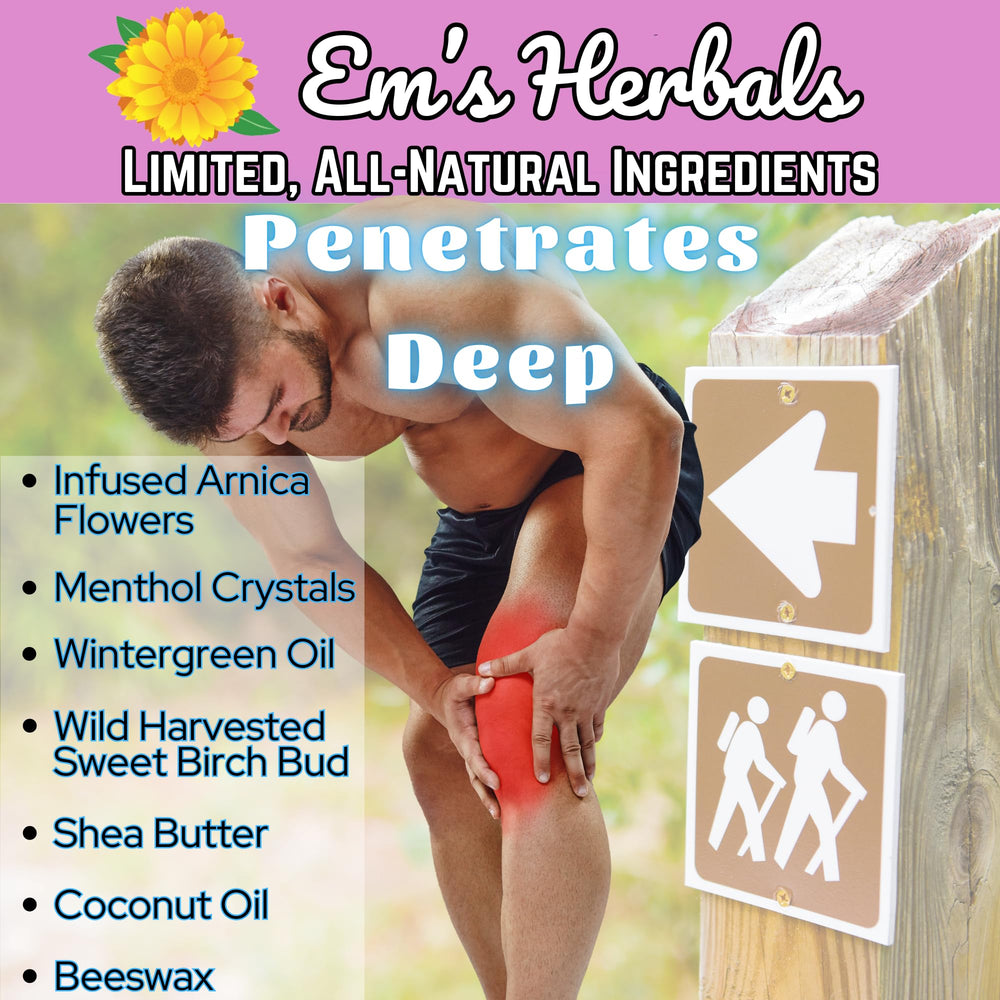 Em's Herbals Handmade in USA muscle rub in small batches for quality