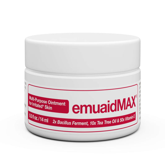 EMUAIDMAX ointment tube demonstrates fast, non-steroidal skin relief.