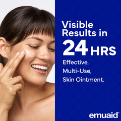 Emuaid Ointment packaging highlights silver-based actives for soothing skin.