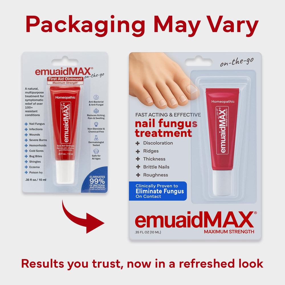 EMUAIDMAX trusted family-brand badge reinforces dependable nail care.