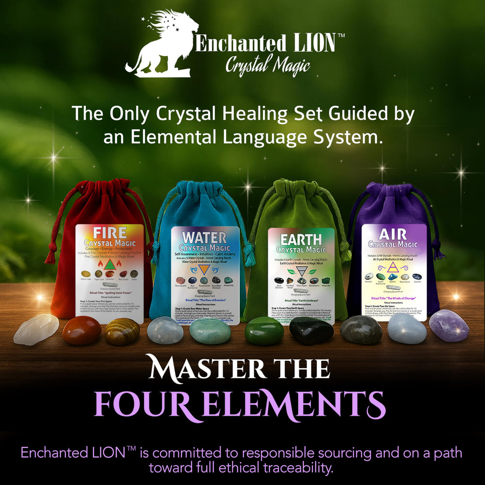 Enchanted Lion Bonus Mystery Crystal with travel pouch invites gifting and discovery.