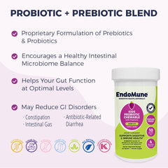Endomune Jr Advanced pediatrician-approved seal suggests safe use for ages 3–8.