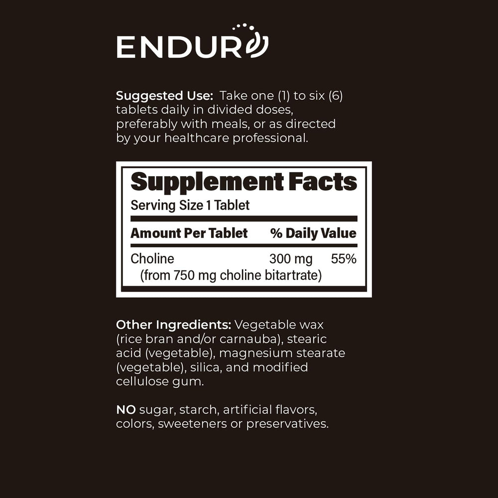 Endurance Choline manufactured in the USA badge signaling quality