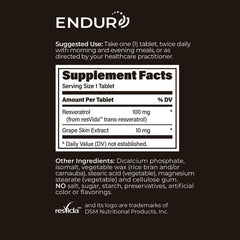 Endur Resveratrol forms display chewable tablet and softgel options.