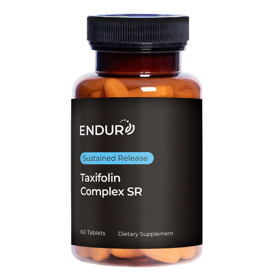 Endurance Taxifolin Complex SR bottle with 60 tablets for immune and antioxidant support.