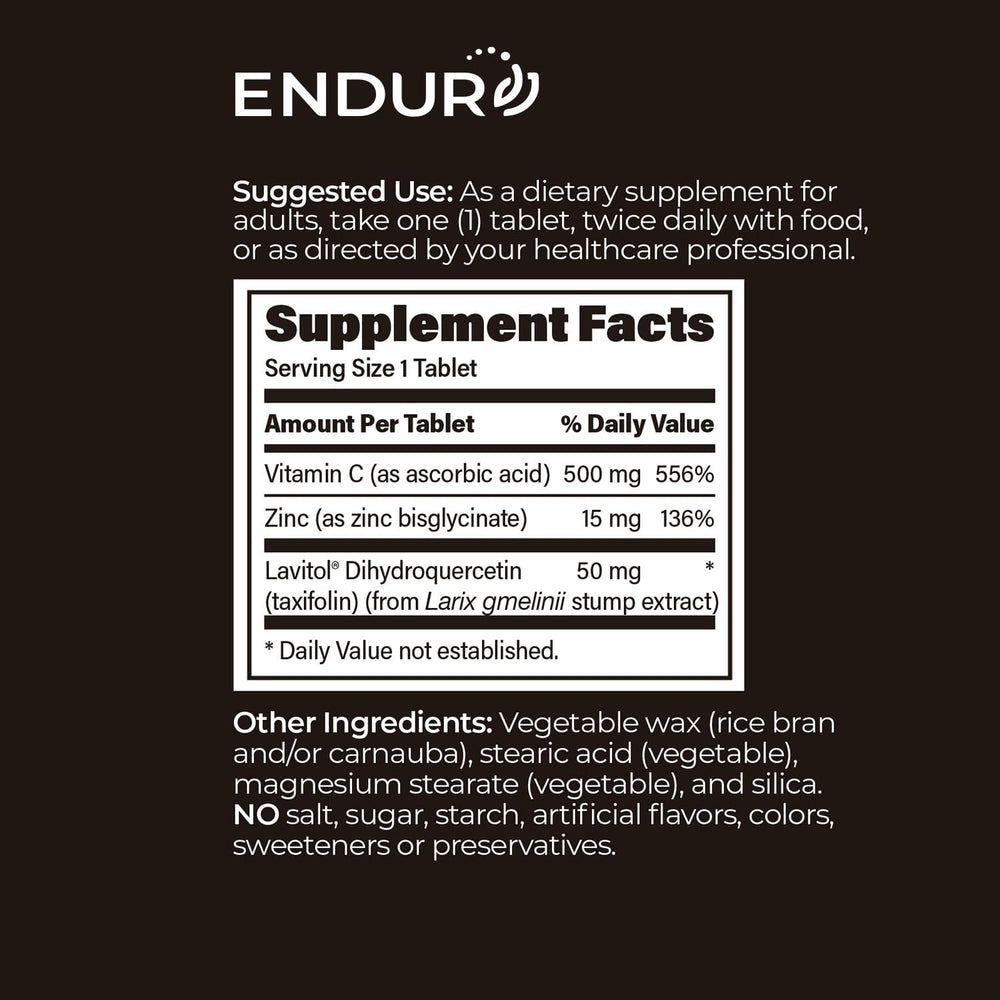 Endurance Taxifolin Complex SR USA manufacturing seal on the product.
