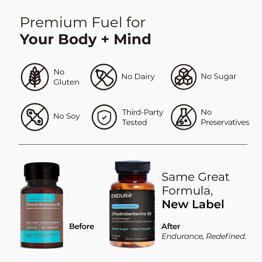 Endurance Dihydroberberine bottle front; trusted quality for daily support
