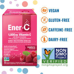 Ener-C powder dissolving in water for quick hydration.