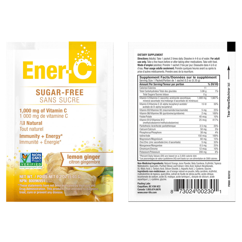 Travel-ready Ener-C sachets for on-the-go hydration and energy.