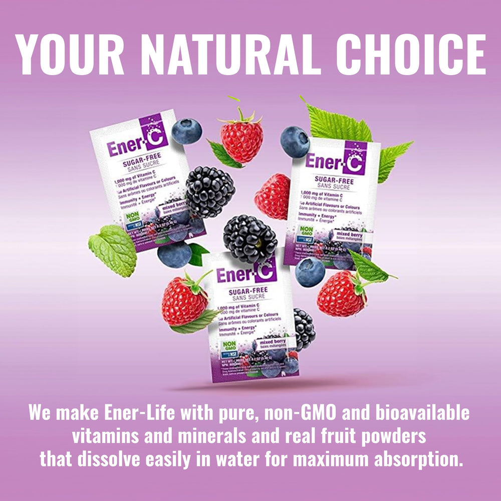 Ener-C sugar-free multivitamin drink mix after workout cues quick recovery and replenished fluids.