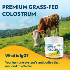 Energievoll Bovine Colostrum powder close-up showing smooth texture for blending